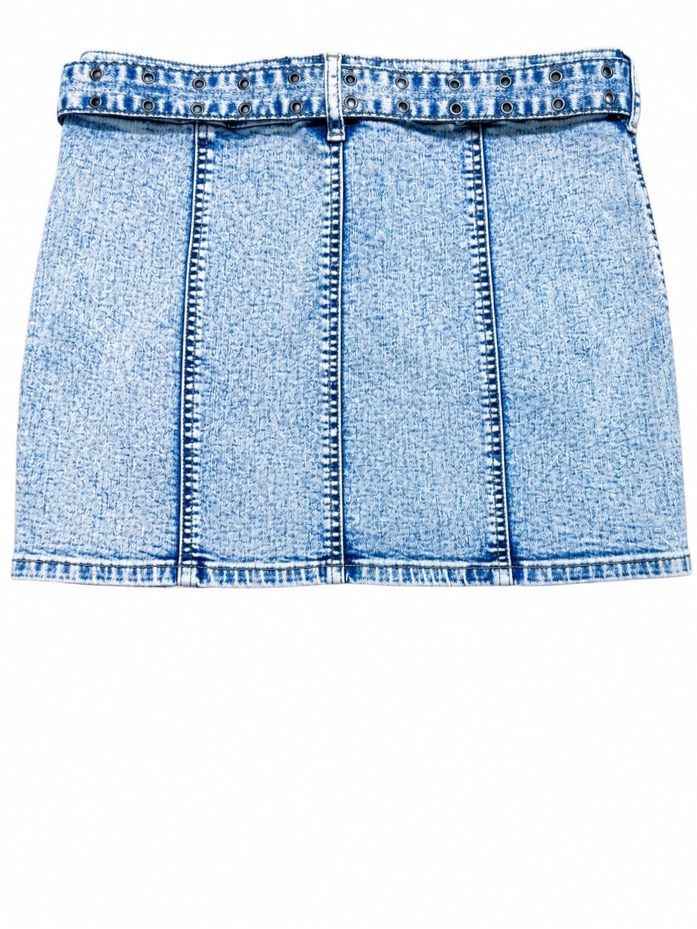 Sincerely Jules Light Blue Acid Wash Denim Mini Skirt with Belt Size 7/27 - Picture 4 of 7